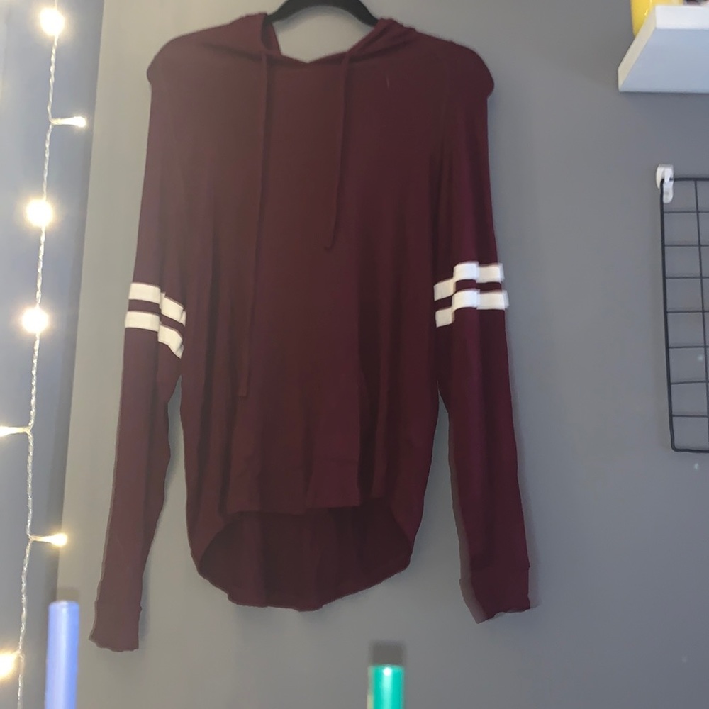 Red jersey patterned hoodie